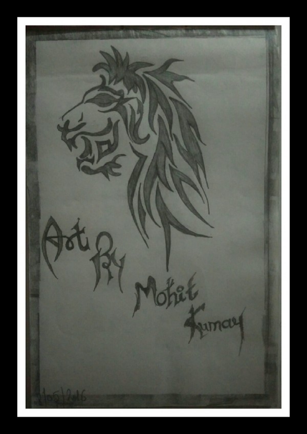 Pencil Color Art Of Lion