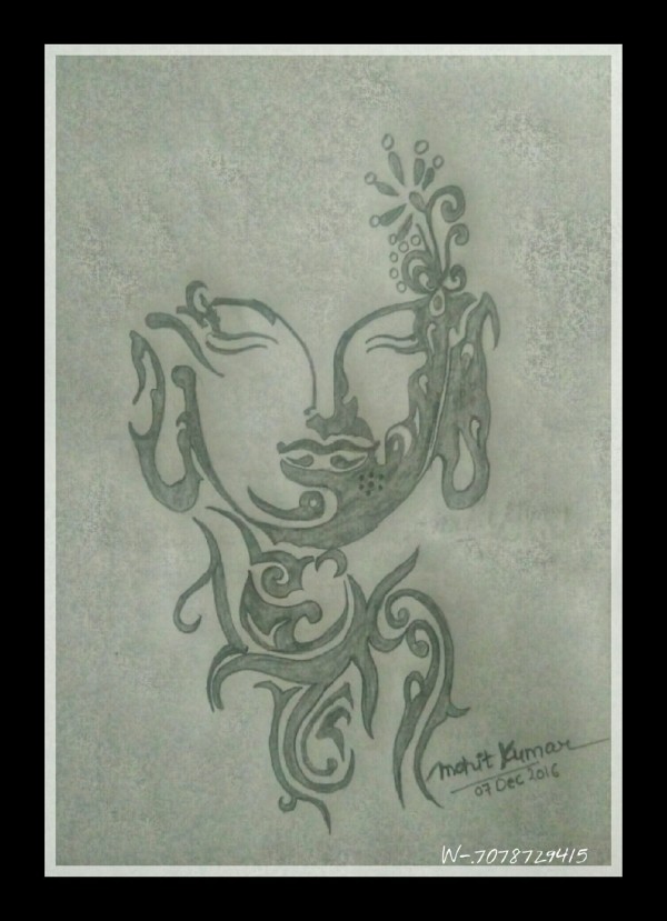 Pencil Sketch Of Gautam Buddha - DesiPainters.com