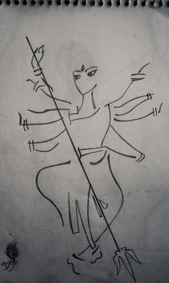 Pencil Sketch Of Goddess - DesiPainters.com