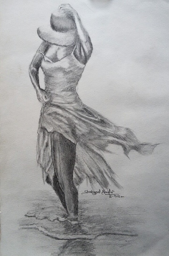 Pencil Sketch Of Girl - DesiPainters.com