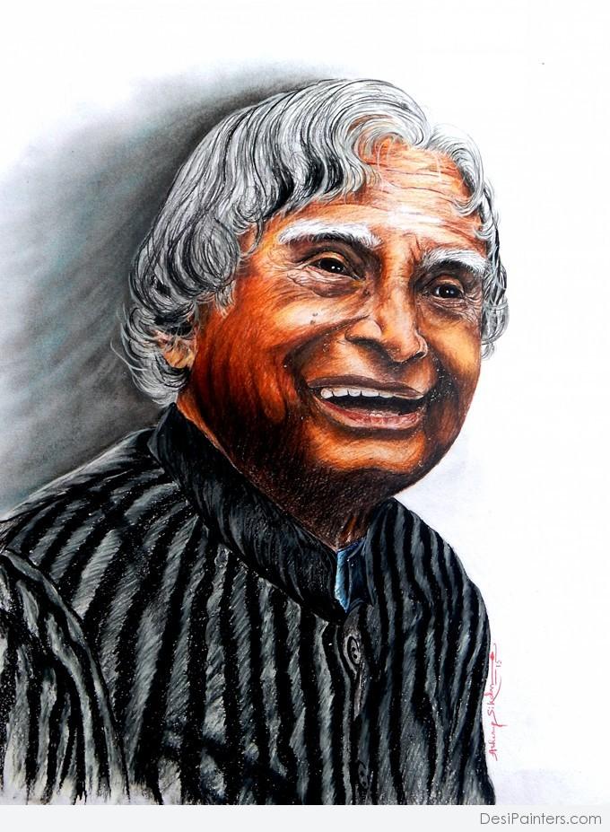 Buy Dr.A.P.J.Abdulkalam Handmade Painting by SAKTHI MOHAN.  Code:ART_6071_49482 - Paintings for Sale online in India.