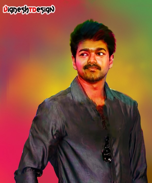 Digital Painting Of Tamil Superstar Vijay - DesiPainters.com