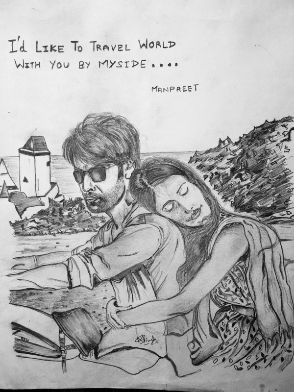 Pencil Sketch Of Ranbir Kapoor And Nargis Fakhri