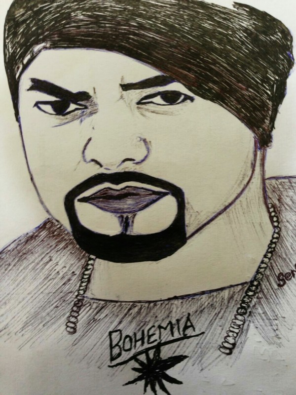 Pencil Color Art Of Rapstar Bohemia - DesiPainters.com