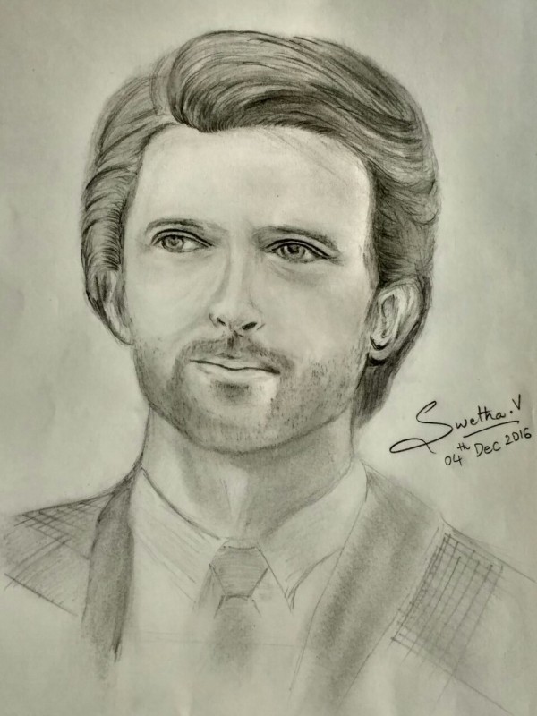 Pencil Sketch Of Hrithik Roshan - DesiPainters.com