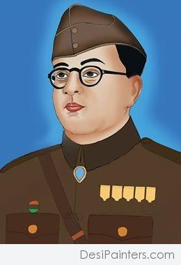 Watercolor Painting Of Subhash Chandra Bose