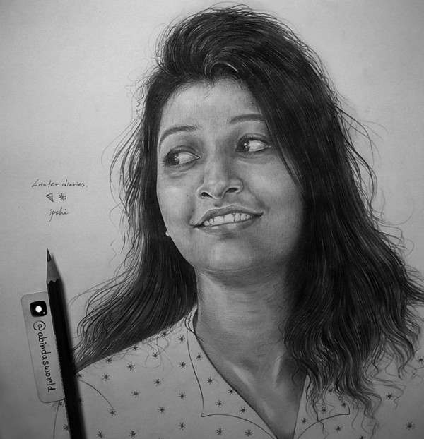Pencil Sketch Of Ipshita Biswas - DesiPainters.com