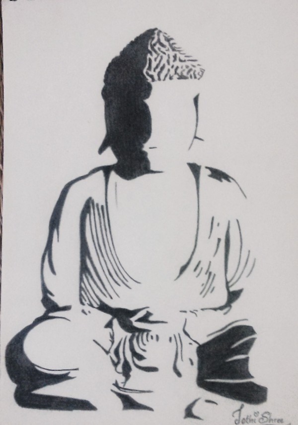 Pencil Sketch Of Gautama Buddha - DesiPainters.com