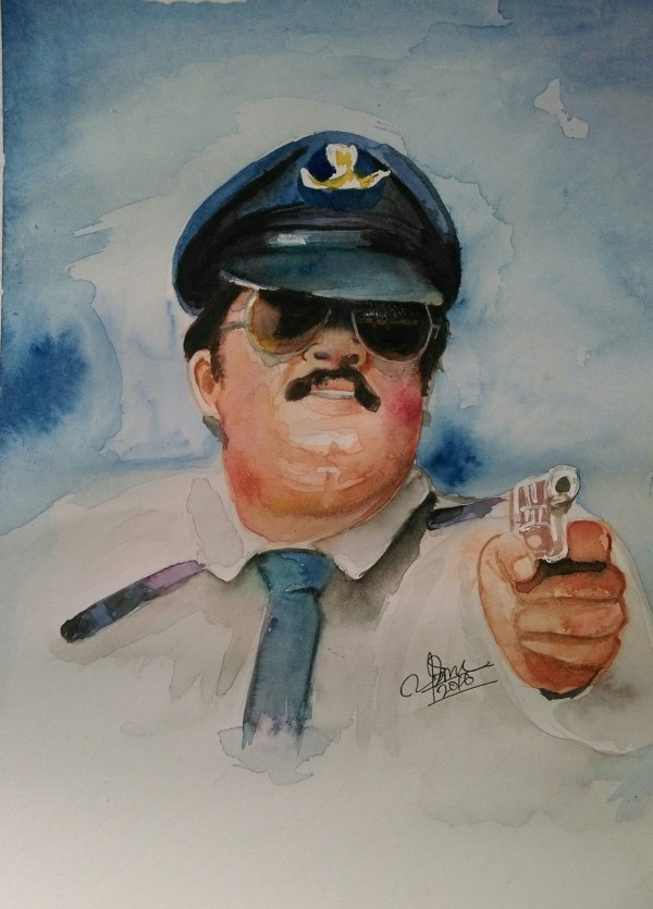 Watercolour Painting Of Mohanlal