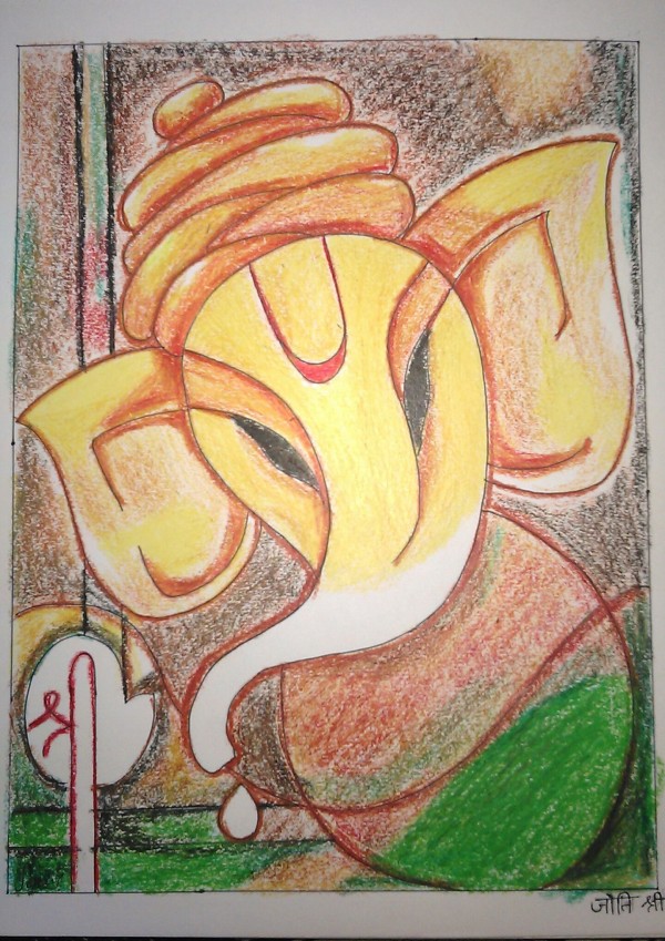 Pastel Painting Of Ganapati - DesiPainters.com