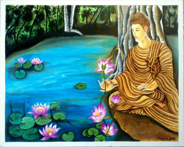 Oil Painting Of Buddha - DesiPainters.com