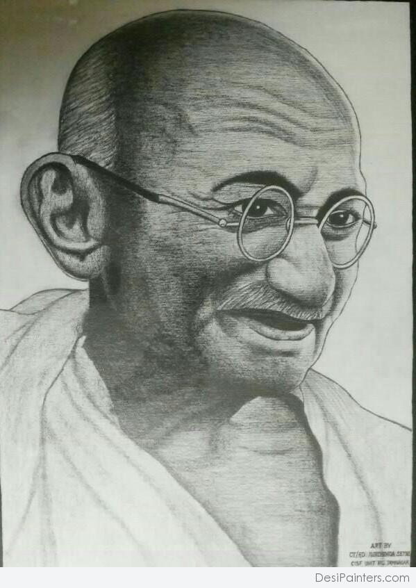Pencil Sketch Of Mahatma Gandhi - DesiPainters.com