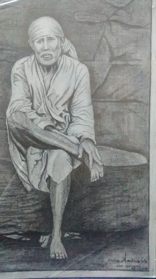 Pencil Sketch Of Sai Nath - DesiPainters.com