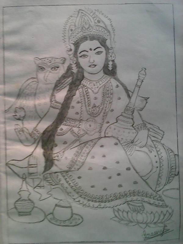 Pencil Sketch Of Lakshmi Devi - DesiPainters.com