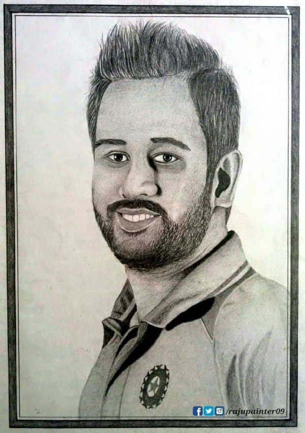 Pencil Sketch of Ms Dhoni - DesiPainters.com