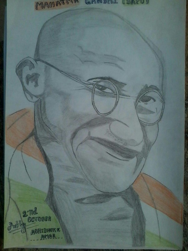 Pencil Sketch of Mahatma Gandhi - DesiPainters.com