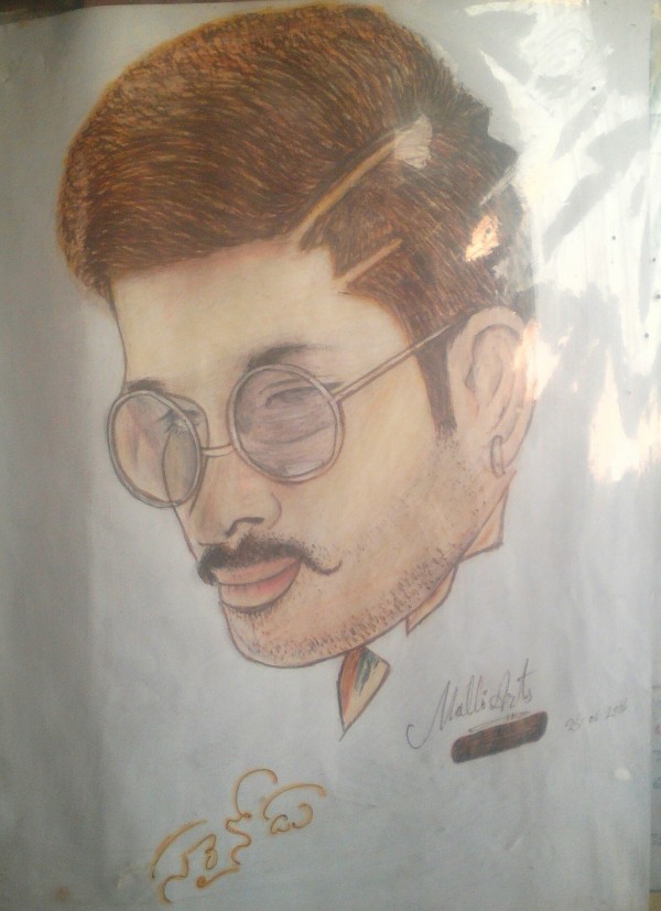 Pencil Color Art of Allu Arjun Sarrainodu - DesiPainters.com