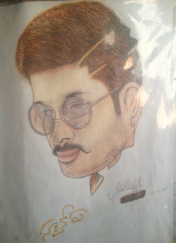 Pencil Color Art of Allu Arjun Sarrainodu