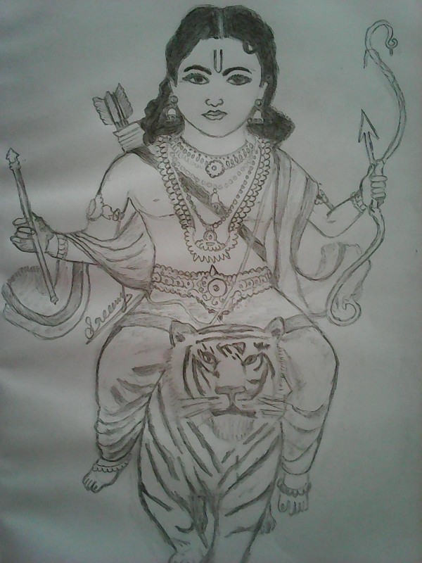 Pencil Sketch of Lord Ayyapan - DesiPainters.com
