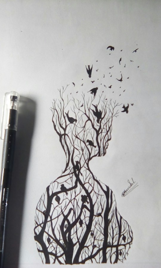 Pencil Sketch of Mother Nature - DesiPainters.com