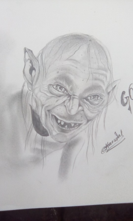Pencil Sketch of Gollum - DesiPainters.com