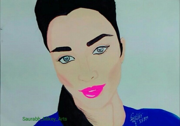 Watercolor Painting of Beautiful Amy Jackson - DesiPainters.com