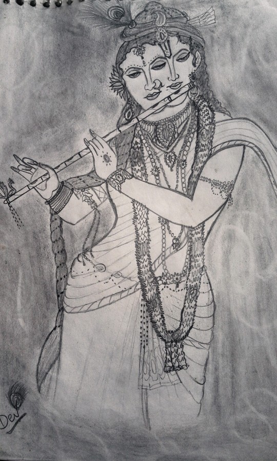 Pencil Sketch of Radha-Krishna