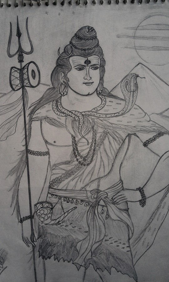 Pencil Sketch of Lord Shiva - DesiPainters.com