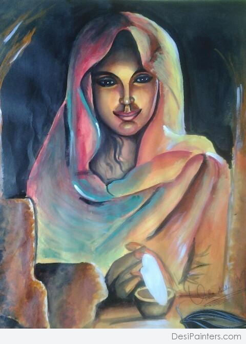 Acryl Painting of Lighting Girl