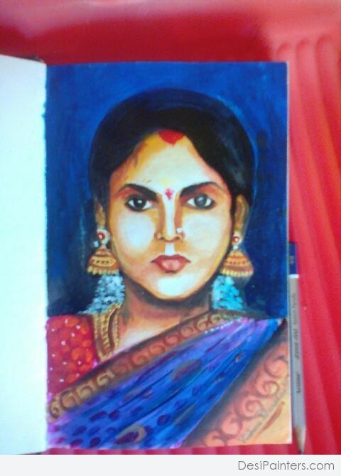 Acryl Painting of Mom In Olden Days