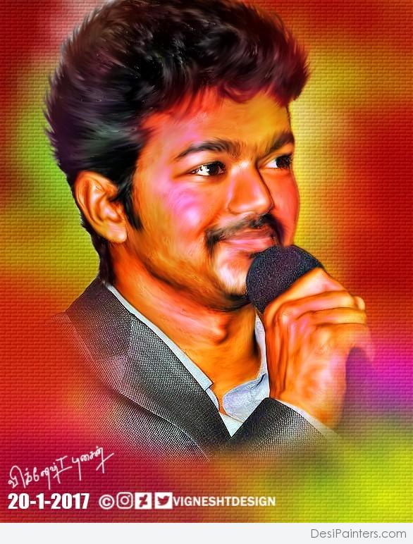 Digital Painting of South Actor Vijay