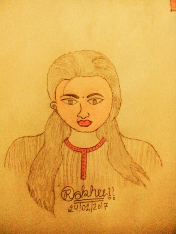 Pencil Sketch of Silent Girl