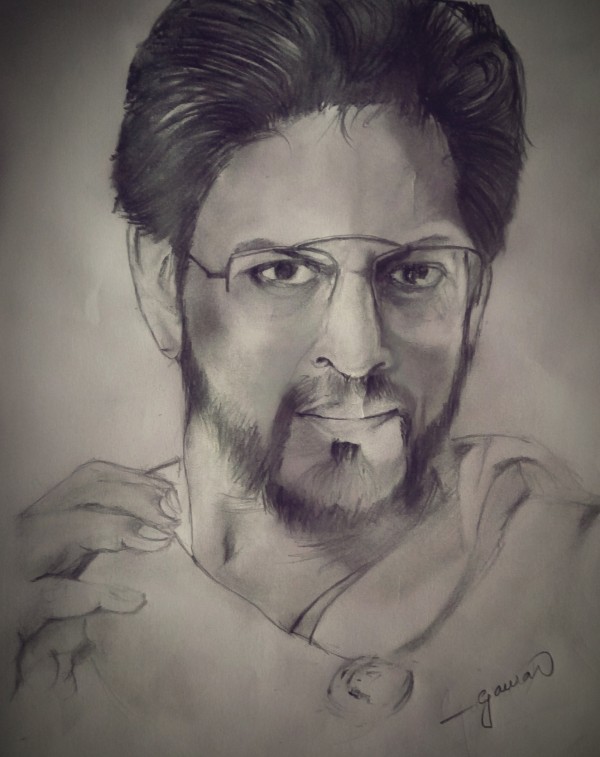 Pencil Sketch of Shahrukh Khan In Raees - DesiPainters.com
