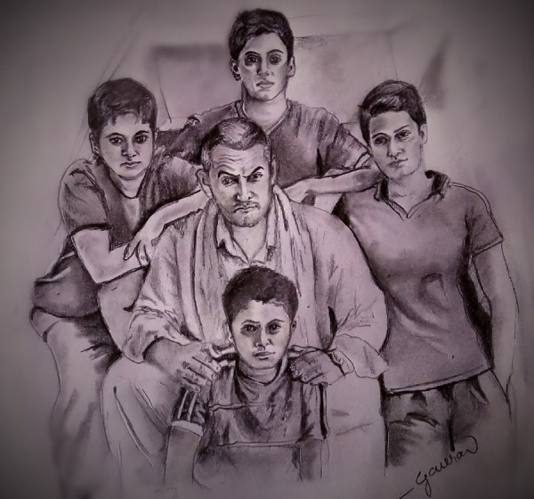 Pencil Sketch of Dangal Poster