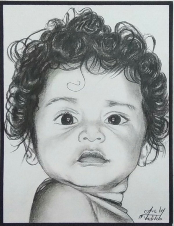 Pencil Sketch of Cute Baby