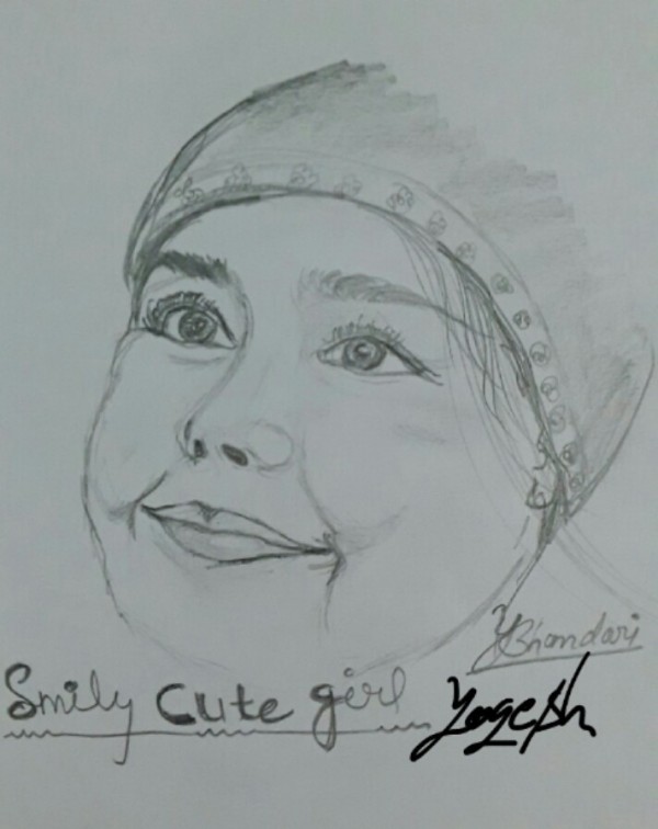 Pencil Sketch of Cute Little Girl - DesiPainters.com