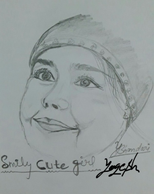 Pencil Sketch of Cute Little Girl