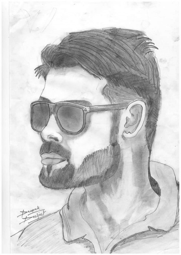 Pencil Sketch of Virat Kohli - DesiPainters.com