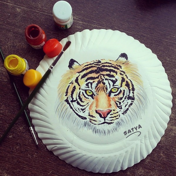 Watercolor Painting of Tiger - DesiPainters.com