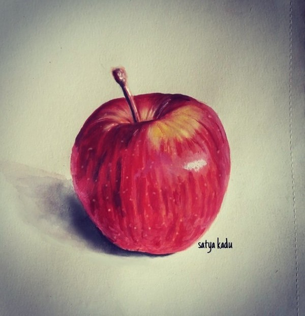 Watercolor Painting of Apple - DesiPainters.com