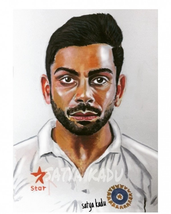 Watercolor Painting of Virat Kohli - DesiPainters.com