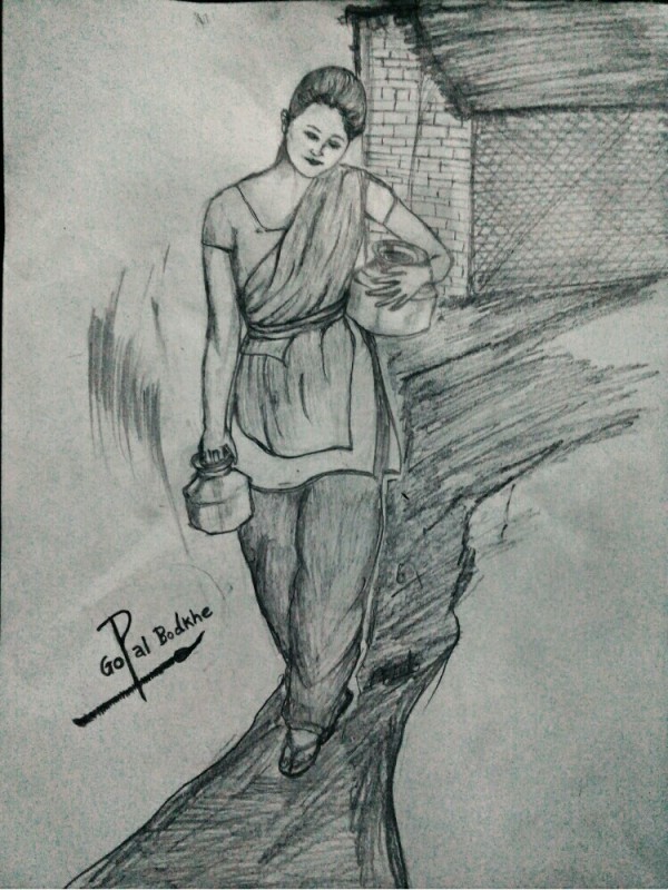 Pencil Sketch of Beautiful Girl