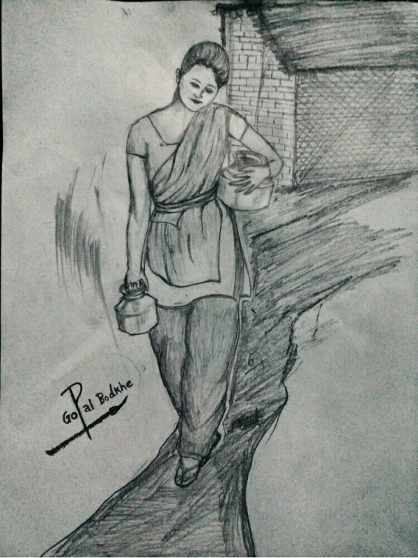 Pencil Sketch of Beautiful Girl - DesiPainters.com