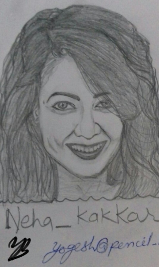 Pencil Sketch of Neha Kakkar - DesiPainters.com