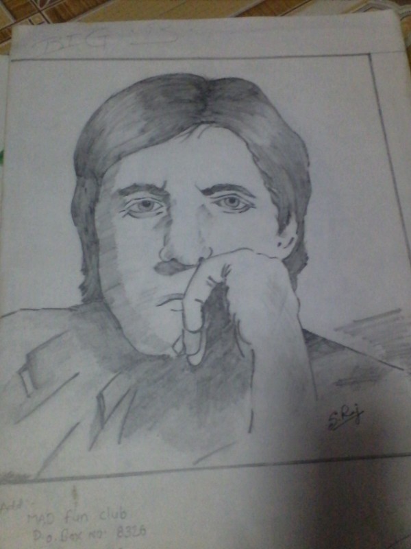 Pencil Sketch of Amitabh Bachhan - DesiPainters.com