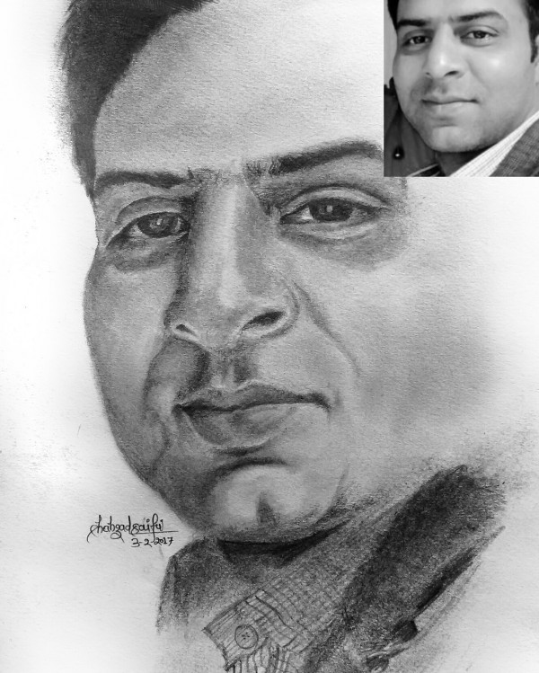 Pencil Sketch of Asad Mabood - DesiPainters.com