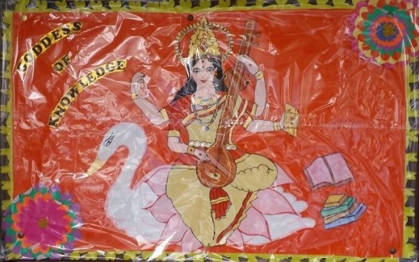 Mixed Painting of Sarasvati Maa