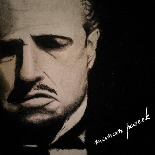 Charcoal Sketch of Sir Marlon Brando From Movie “The Godfather” - DesiPainters.com