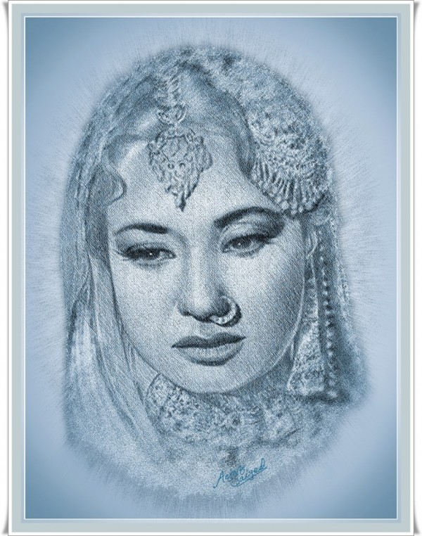 Mixed Painting of Meena Kumari