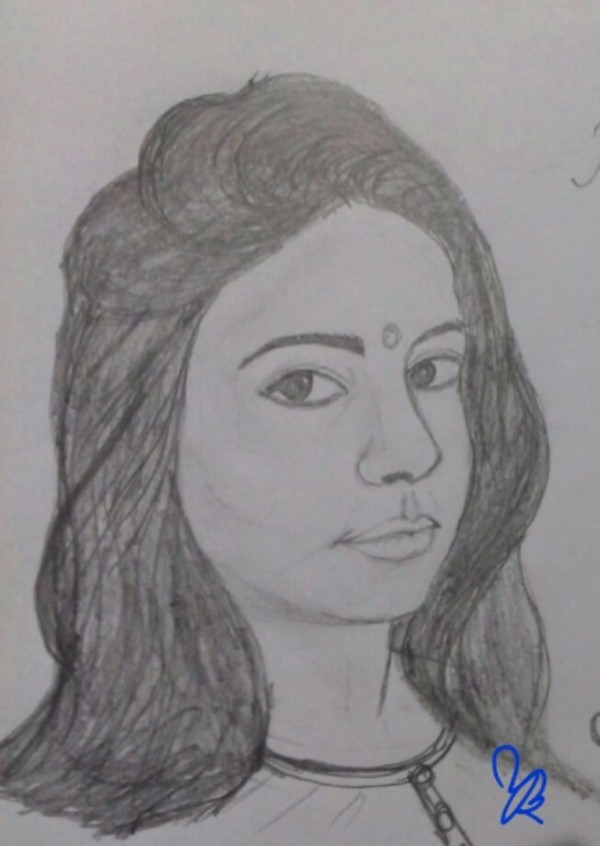 Pencil Sketch of Cute Girl